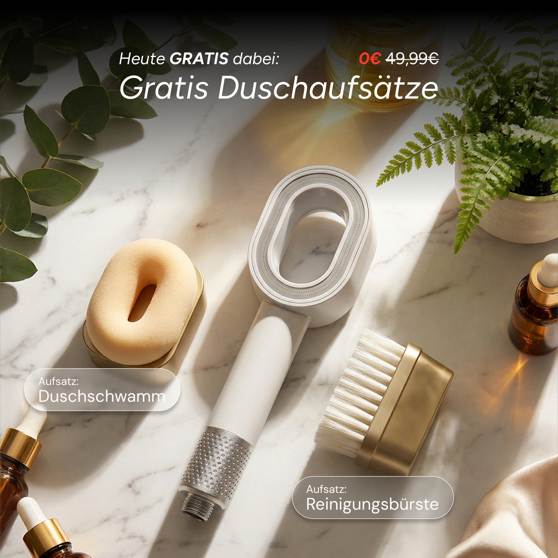 Pure 3in1 Beauty-Filterduschkopf + 2 Pflegeaufsätze